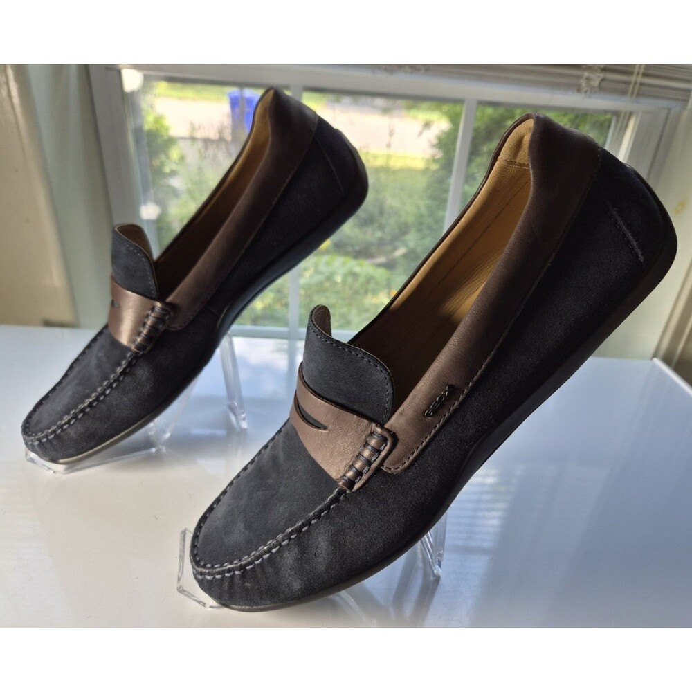 Geox Respira Suede Moccasin Loafer Black Men's Casual Shoes US 12 EU46 - Picture 2 of 7